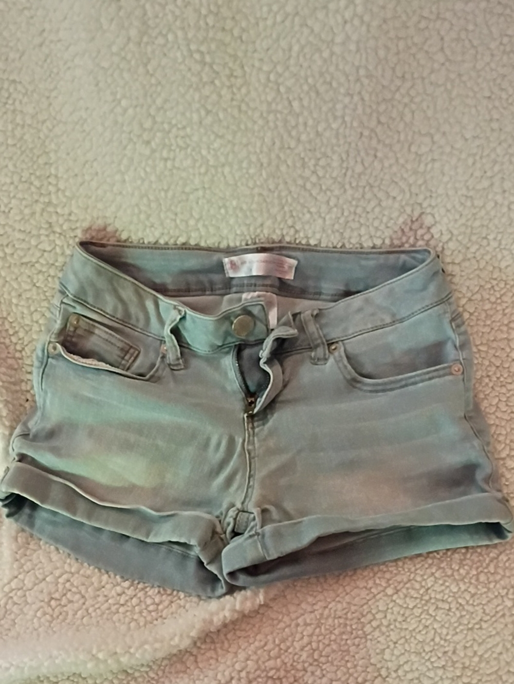 No Boundaries Pale Blue Denim Roll Cuff Shorts